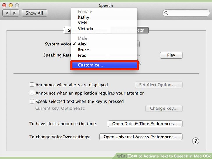 how to enable speak text on mac